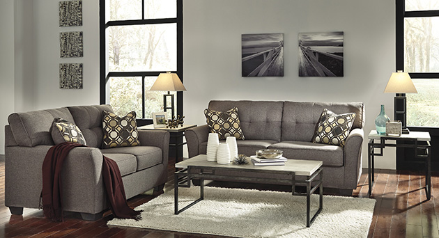 Tibbee Slate Sofa and Loveseat